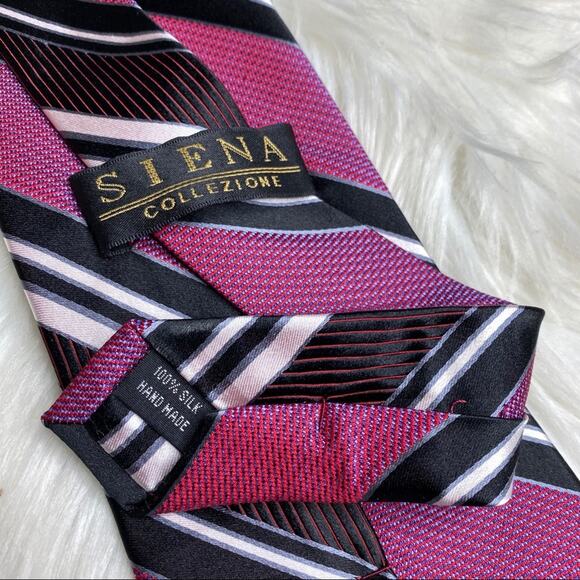 Siena Collezione Iridescente Striped Silk Neck Tie - Picture 4 of 6